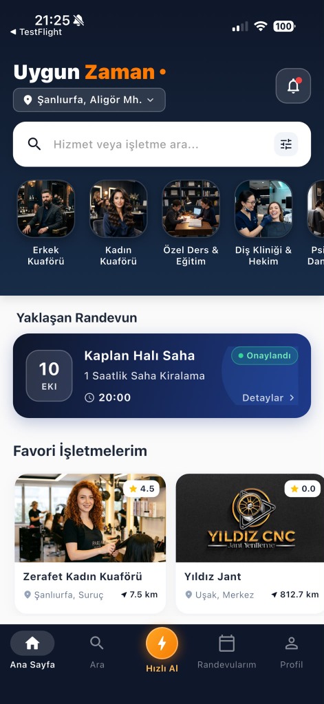 Uygun Zaman Ana Sayfa Ekranı
